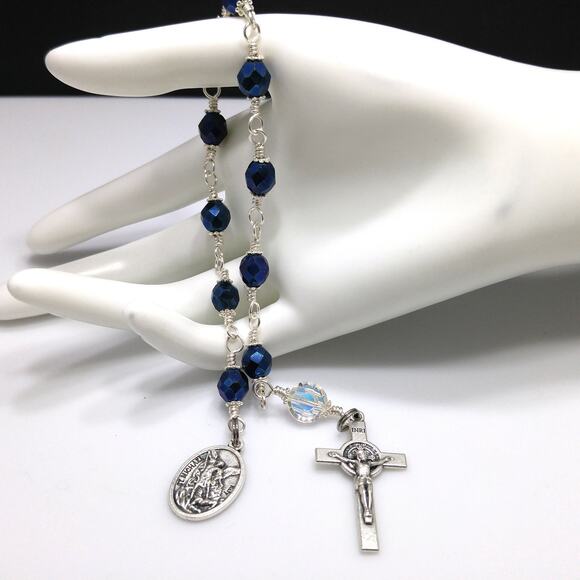 One Decade Rosary, Police Rosary, Handmade Saint Michael Pocket Rosary - Picture 2 of 10